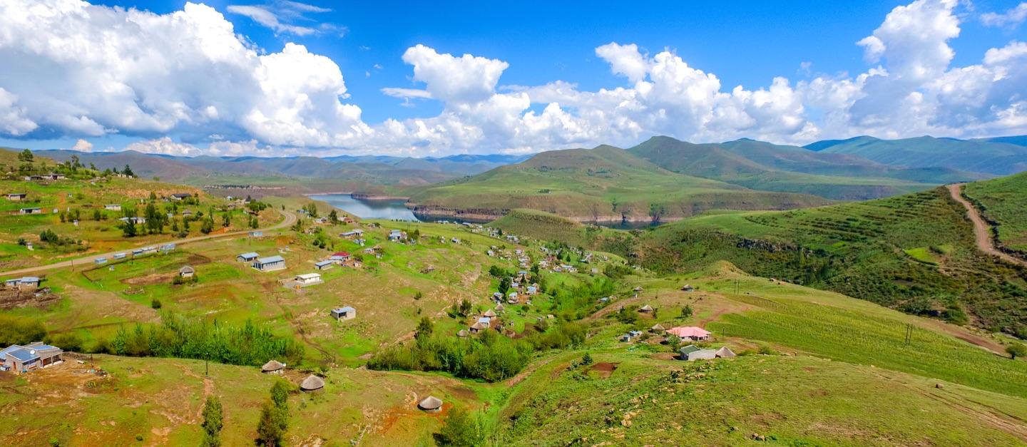 Village among the Maloti mountains in Lesotho